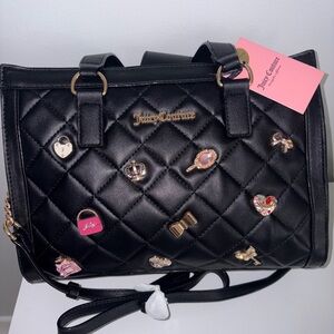 NWT JUICY COUTURE JUICY GIRL ONLY SATCHEL CROSSBODY BAG W CHARM BLACK